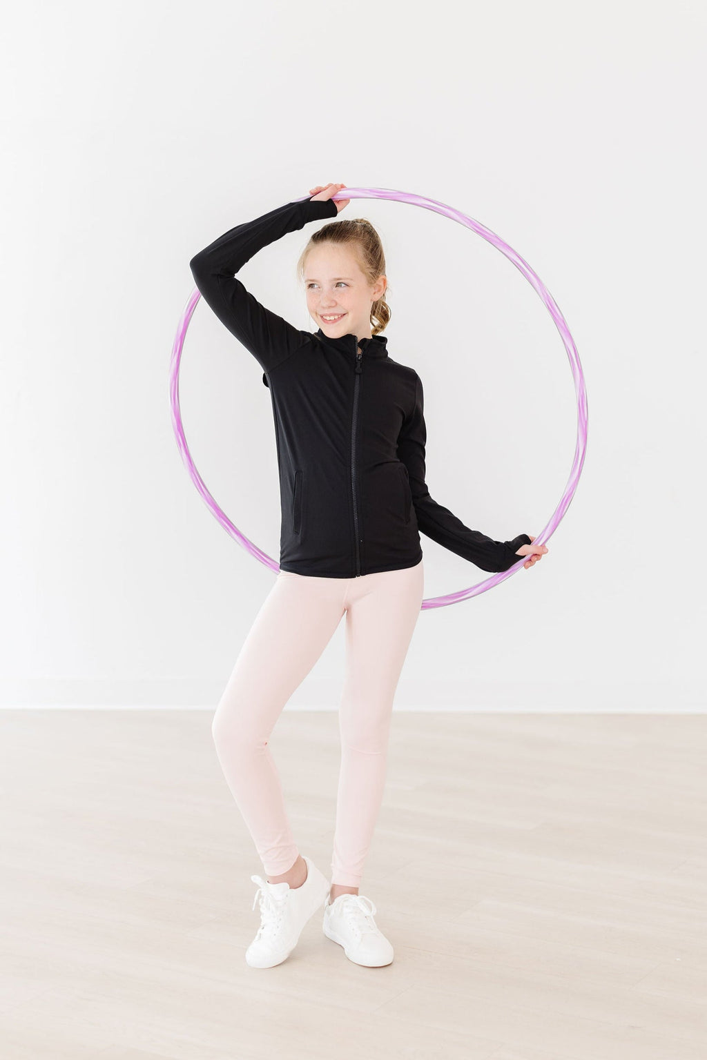 SALE Balanced Black Full-Zip Ruffle Active Jacket