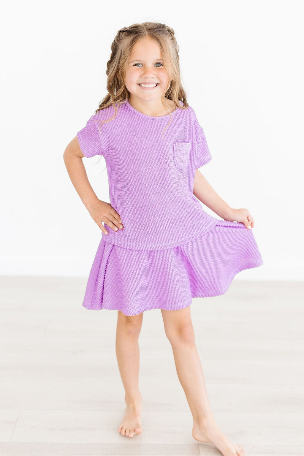 Bright Lilac Scrunchy Pocket Tee