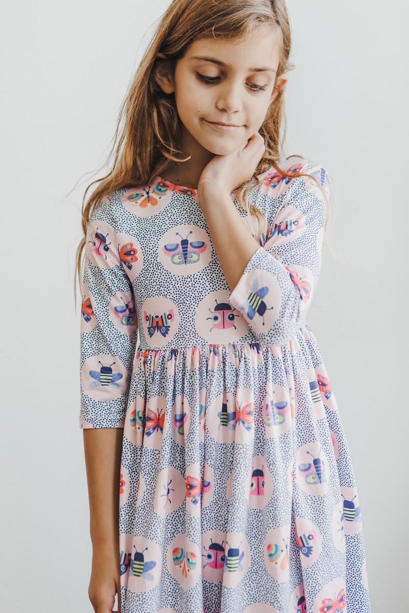 Butterfly Effect 3/4 Sleeve Pocket Twirl Dress